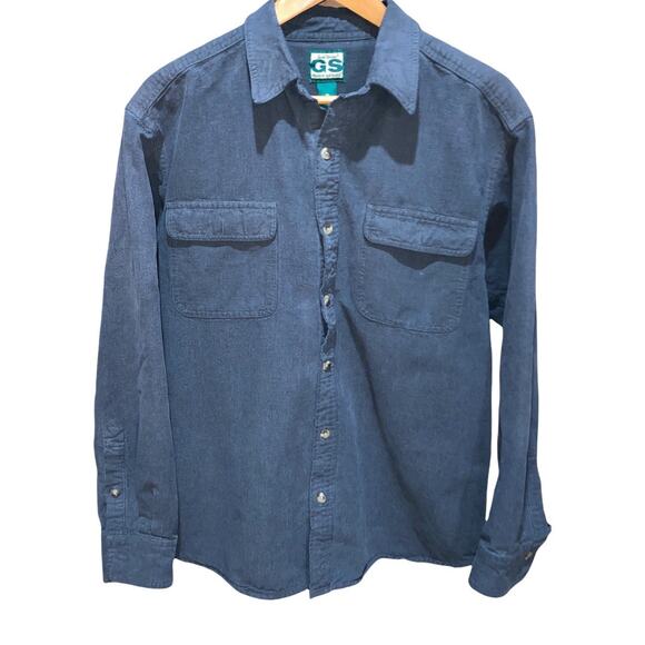 Gander Mountain guide series men's chamois casual button Up Shirt denim blue MED - Picture 1 of 5